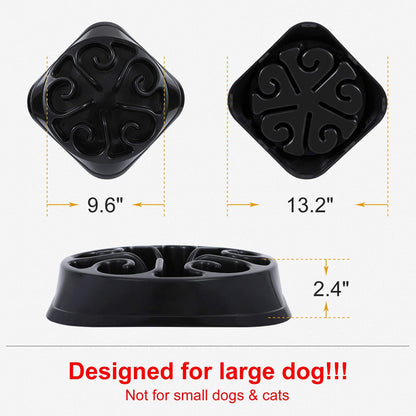 Slow Feeder Dog Bowl for Large Dogs, Anti-Gulping Maze Dog Food Bowl Bloat Stop Puzzle Bowl Non-Toxic Eco Friendly Anti-Choke Large Dog Bowls, One Size, E-Black